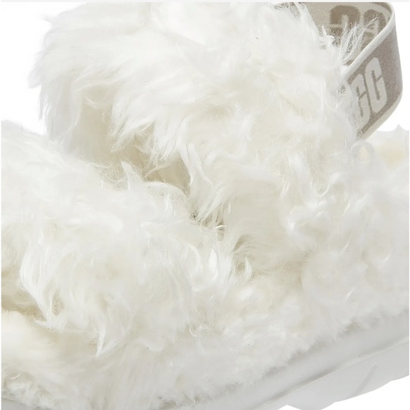 UGG Fluff Sugar Sandals Faux Fur Slides Straps Slingback Logo Platform Fluffy - Picture 13 of 14